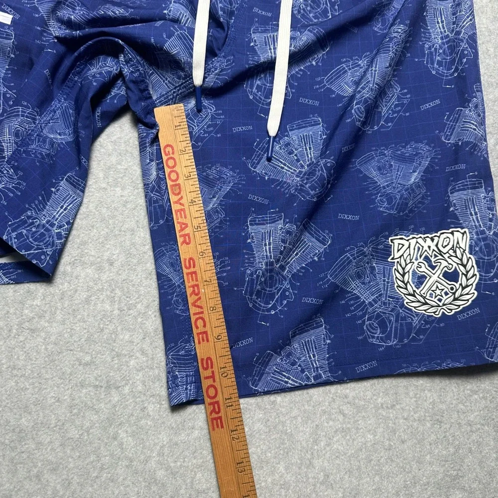 Dixxon Mens Blue Engine Blueprint Board Shorts Live To Ride Size 34